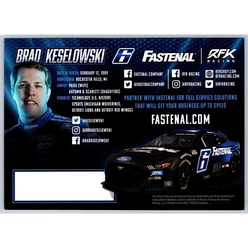 Brad Keselowski Hand Signed Autograph 5 x 7 Hero Card - NASCAR